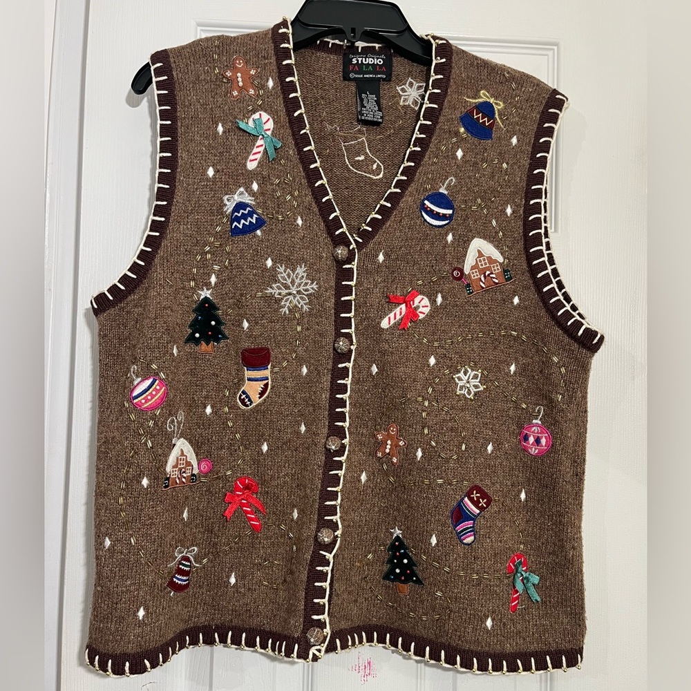 Designers Originals Studio Christmas Sweater Vest Size Large